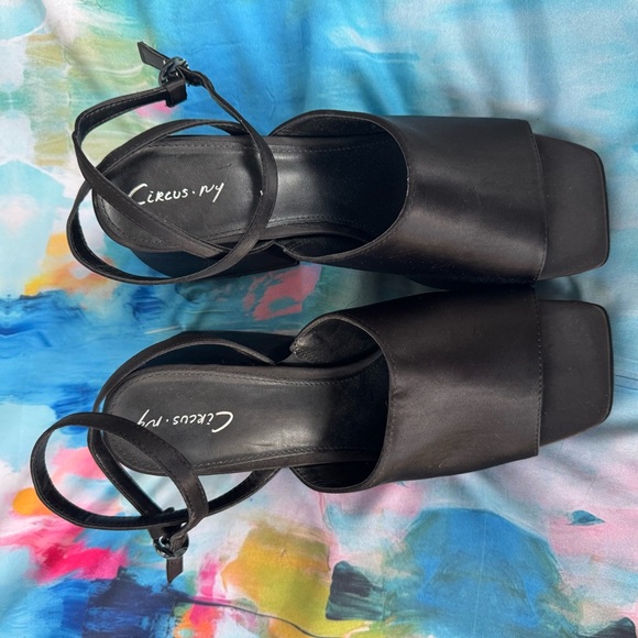 CIRCUS NY by Sam Edelman Black 1” Platform Miranda Open Heeled Peep Toe Heels - Picture 2 of 8